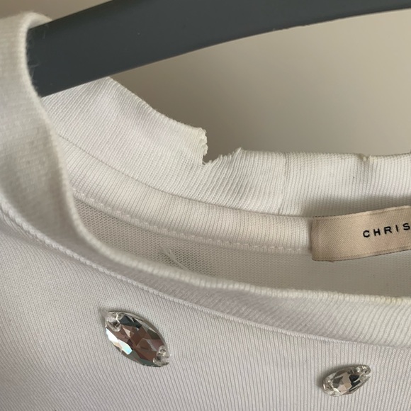 CHRISTOPHER KANE Crystal-embellished Cotton Jersey White SIZE S - Picture 6 of 11